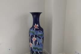 Pastatoma vaza prabangi, gėlėta, keramikinė pastatoma vaza , vazos aukštis 125 cm, skersmuo viršuje 