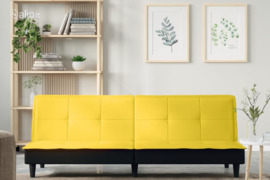 vidaXL Dvivietė sofa-lova, šviesiai geltonos spalvos, audinys