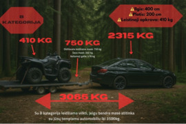 B kat. - Išsinuomok 4 metrų platformą su B kategorija Su B kategorija leidžiama vilkti, jeigu bendra