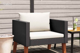 vidaXL Vienvietė sodo sofa su pagalvėlėmis, juoda, poliratanas