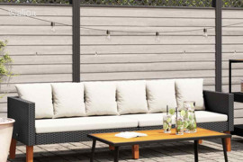 vidaXL Trivietė sodo sofa su pagalvėlėmis, juodos spalvos, poliratanas