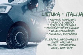 ITALIJA - LIETUVA Skubus krovinių pervežimas Lithuania - Europe - Lithuania *** ARBA *** Kubilų,įren