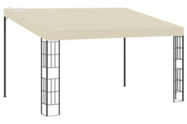 vidaXL Prie sienos montuojama pavėsinė, kreminė, 3x4m, audinys