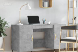 vidaXL Rašomasis stalas, betono pilkas, 140x50x75cm, apdirbta mediena