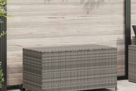 vidaXL Sodo daiktadėžė, šviesiai pilka, 120x65x61cm, poliratanas