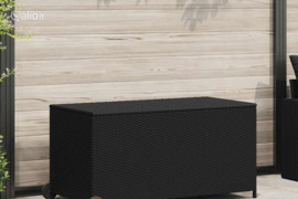 vidaXL Sodo daiktadėžė, juodos spalvos, 120x65x61cm, poliratanas