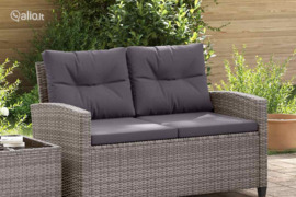 vidaXL Dvivietė sodo sofa su pagalvėlėmis, pilka, 124cm, poliratanas
