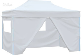 vidaXL Sulankstoma proginė palapinė, baltos spalvos, 280x410x315 cm, plienas
