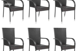 vidaXL Sudedamos lauko kėdės, 6vnt., rudos spalvos, poliratanas