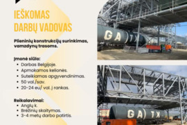 IEŠKOMAS DARBŲ VADOVAS BELGIJA