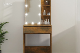 vidaXL Kosmetinis staliukas su LED, dūminio ąžuolo, 60x40x140cm