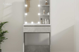 vidaXL Kosmetinis staliukas su LED apšvietimu, pilkas, 60x40x140cm