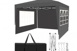 Sulankstomas sodo paviljonas-palapinė 3x3m pilkas
