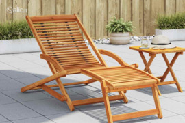 vidaXL Terasos krėslas su atrama kojoms, akacijos mediena