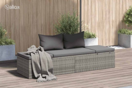 vidaXL Sodo gultas, pilkas, 195x60 cm, poliratanas