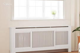 vidaXL Radiatoriaus uždangalas, baltos spalvos, 205cm, MDF