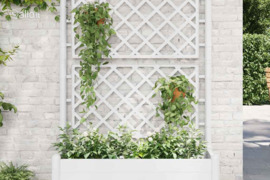 vidaXL Sodo lovelis su treliažu, baltos spalvos, 100x43x142cm, PP
