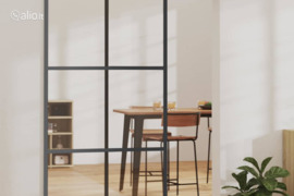 vidaXL Stumdomos durys, juodos, 102x205cm, ESG stiklas ir aliuminis
