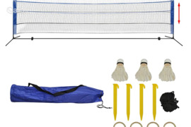 vidaXL Badmintono tinklas su plunksninukais, 500x155 cm