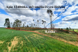 PARDUODAMAS KARJERAS SU 1240 tūks.m3 ŽVYRO/SMĖLIO IŠTĖKLIŲ ŽEMĖS ŪKIO PASKIRTIES SKLYPE KURIS SUDARO