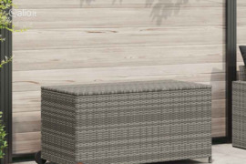 vidaXL Sodo daiktadėžė, šviesiai pilka, 120x65x61cm, poliratanas