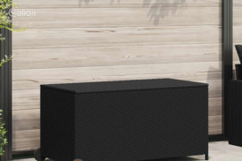 vidaXL Sodo daiktadėžė, juodos spalvos, 120x65x61cm, poliratanas