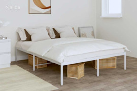 vidaXL Metalinis lovos rėmas, baltos spalvos, 140x190 cm