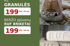 Beržo,ąžuolo,uosio,mišrių pjuvenų briketai -215€