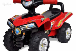 Raudonas vaikiškas keturratis motociklas su garsais ir švieselėmis