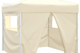 vidaXL Sulankstomas paviljonas, kremo sp., 3 x 3 m, 4 sienelės