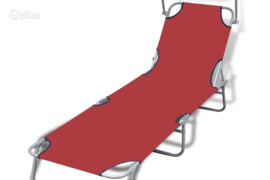 vidaXL Sulankstomas saulės gultas su stogu, plienas ir audinys, raud.