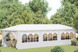 vidaXL Proginė palapinė, 3x9 m, balta