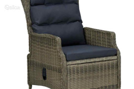 vidaXL Atlošiama sodo kėdė su pagalvėlėmis, rudos spalvos, poliratanas