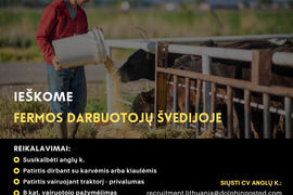 Darbas fermose Švedijoje – ieškome darbuotojų su gyvūnais