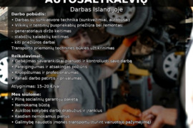 Siulome darba Autosaltkalviams/automechanikams darbas Islandijoje