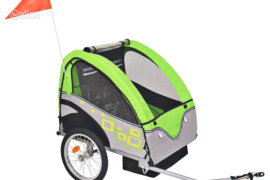 vidaXL Dviračio priekaba, pilkos ir žalios spalvos, 30kg  Naujas  - Kitas -  dviratis