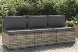 vidaXL Trivietė sodo sofa su pagalvėlėmis, pilkos spalvos, poliratanas