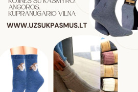 Kojinės su kašmyro, angoros, kupranugario vilna