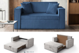 Nauja mėlyna sofa-lova/ miegama sofa Dove 120