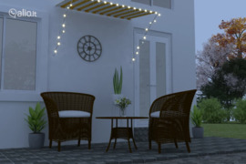 vidaXL Ištraukiama markizė su LED, geltona ir balta, 250x150cm