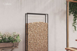 vidaXL Stovas malkoms, matinės juodos spalvos, 110x28x214cm, plienas