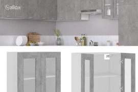 vidaXL Pakabinama stiklinė spintelė,  “Lyon”,  betono,  60x31x60cm