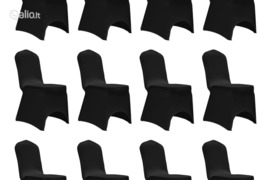 vidaXL Kėdžių užvalkalai, 12vnt., juodos spalvos, įtempiami (2x241198)