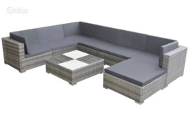 vidaXL Sodo komplektas su pagalvėlėmis, 8 dalių, pilkas, poliratanas