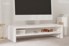 vidaXL Monitoriaus stovas, baltas, 50x24x13cm, pušies medienos masyvas