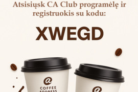 Gal 2 nemokamos CA CLUB kavos puodelių? Kodas - XWEGD