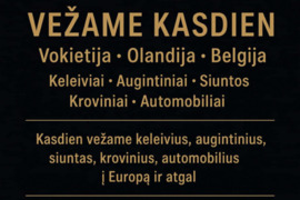 Keleivių*gyvūnų*siuntų*krovinių*motociklų*automobilių vežimas į Europą ir atgal
