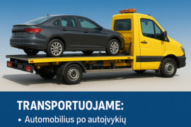 Traliuko paslaugos, automobilių transportavimas, techninė pagalba kelyje, krovinių pervežimas, dirba