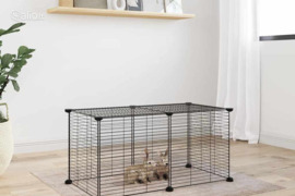 vidaXL Augintinių narvas, 8 segmentai, juodas, 35x35cm, plienas