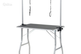 vidaXL Reguliuojamas šunų, naminių gyvūnų priežiūros stalas, 2 kilpos